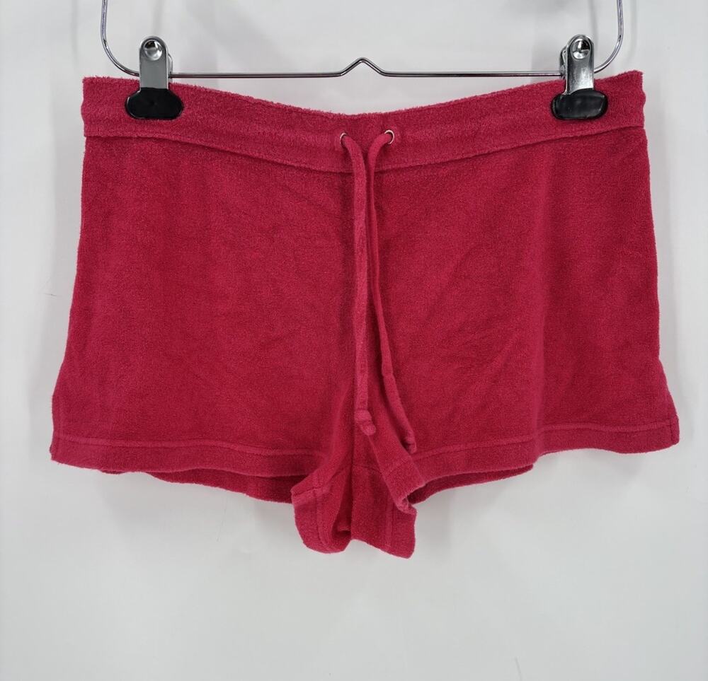 Express Vintage Y2K Shorts Womens Medium Pink Terry Cloth Drawstring Mini Cotton